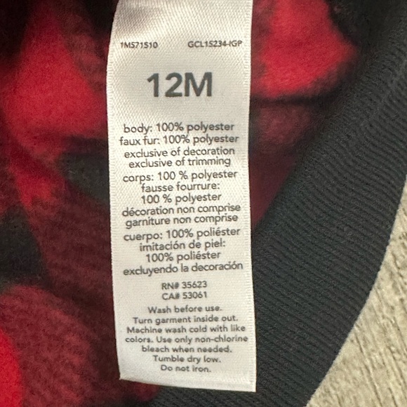 Boys Carter’s Baby 12 Mo Months Quarter 1/4 Zip Red Long Sleeve Fleece Pullover - Picture 8 of 8